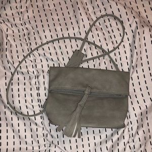 Grey tassel cross body bag
